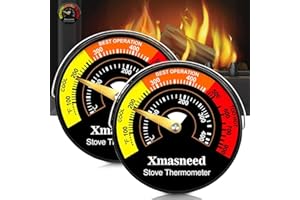 Xmasneed Magnetic 2PCS Oven Stove Top Thermometer for Wood, Gas & Pellet Stoves, Avoids Overheat Damage
