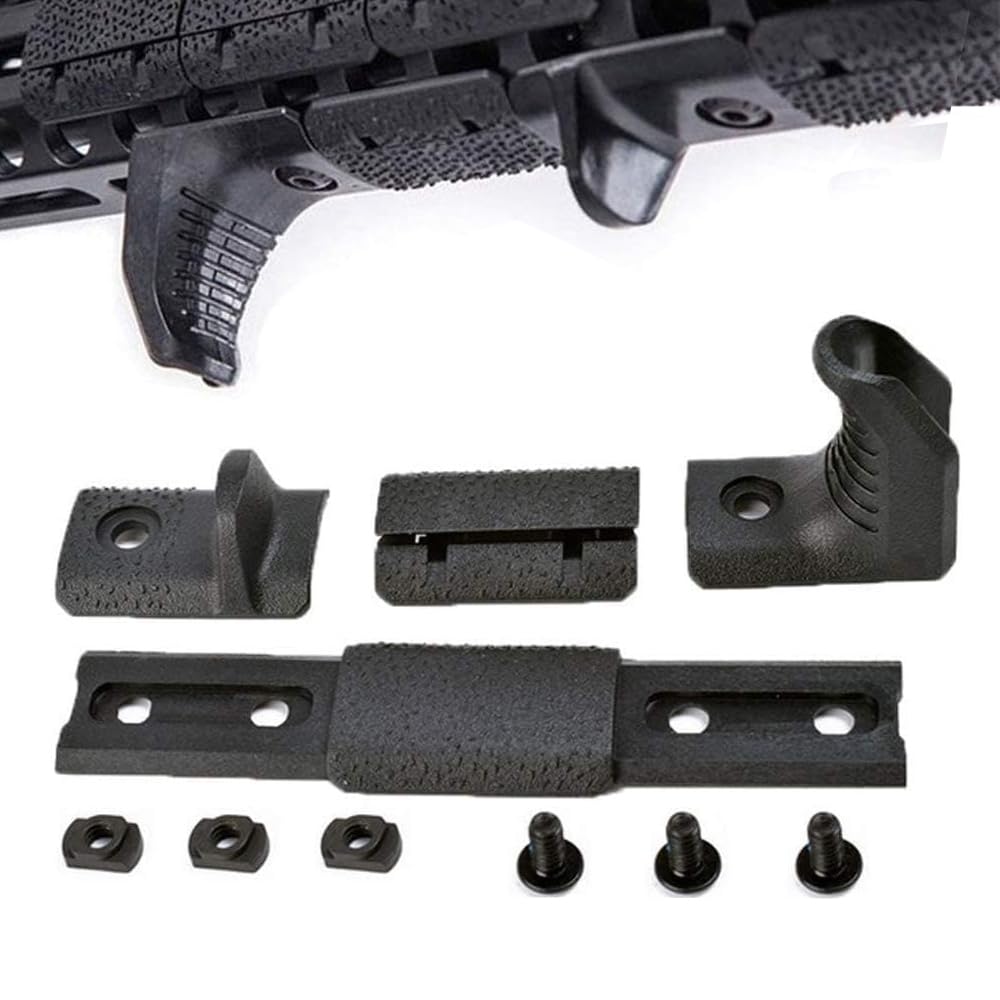 SBGJMY Tactical Mlok Keymod Hand Stop Kit 4 Pcs/Set Rail Cover Front Grip for Mlok Keymod Rail System Handguard Stop Kit Foregrip (Black)