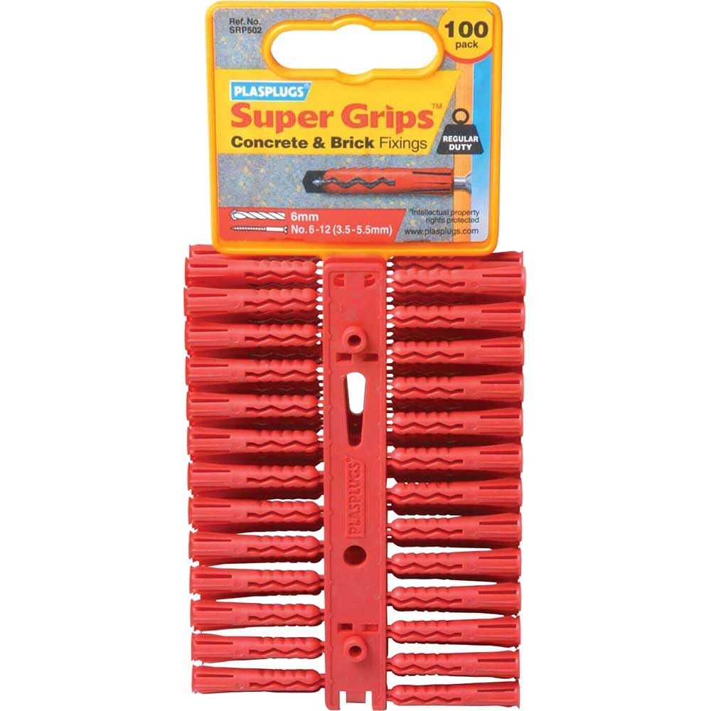 Plasplugs Super Grips Wall Plugs Red