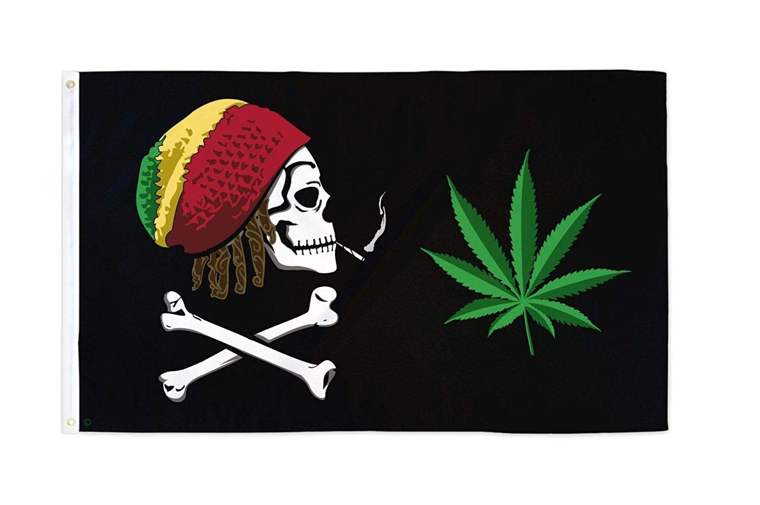AZ FLAG - Rasta Crossbones Flag - 3x5 Ft - 100D Polyester Pirate Rasta Banner with Two Metal Grommets - Fade Resistant - Vivid Colors - 3' x 5' Feet - 150x90 Cm