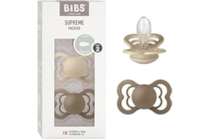 BIBS Pacifiers - Supreme Collection | BPA-Free Baby Pacifier | Made in Denmark | Set of 2 Vanilla/Dark Oak Color Premium Soothers | Size 6-18 Months
