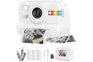 ORANTRONX Instant Print Camera for Kids, Birthday Gifts for Girls and Boys Ages 3-12 - 1080P Video Camera for Kids, Gift Ideas for Boys Ages 3 4 5 6 7 8 9 10 11 12 - Girls' Gifts for Christmas/Holidays (White)