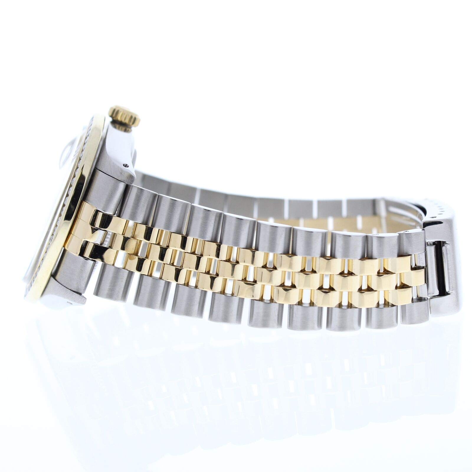 Rolex Mens Datejust 16013 36mm Steel & Gold Datejust Custom Added Silver Diamond Dial & Custom 1CT Diamond Bezel (Certified Pre-Owned)