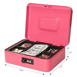 Jssmst Large Cash Box with Combination Lock