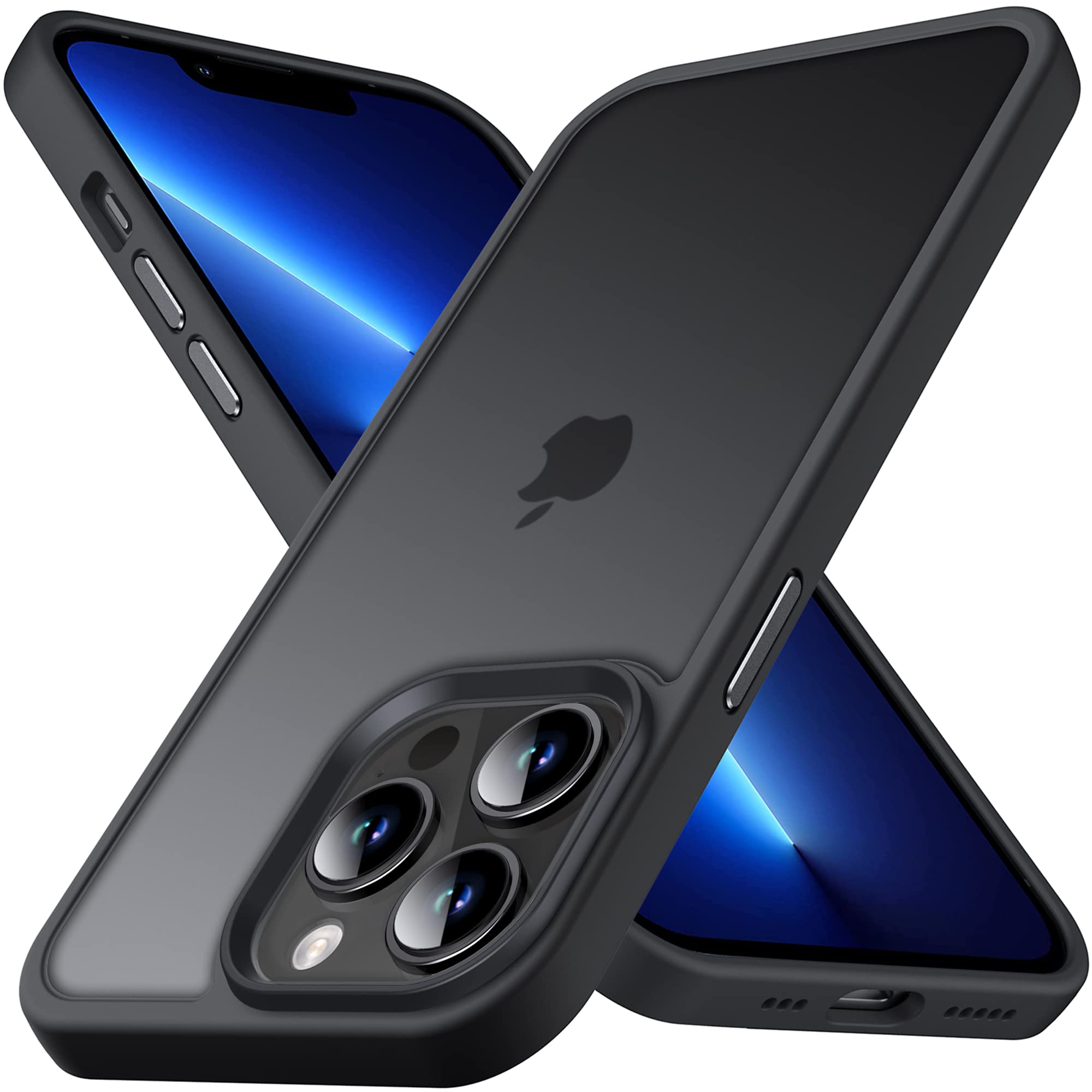 Anqrp Designed for iPhone 13 Pro Case, [Military Shockproof] Super Soft Silicone Slim Translucent Matte Protective Phone Cover, Compatible with iPhone 13 Pro 6.1", Black — image 1