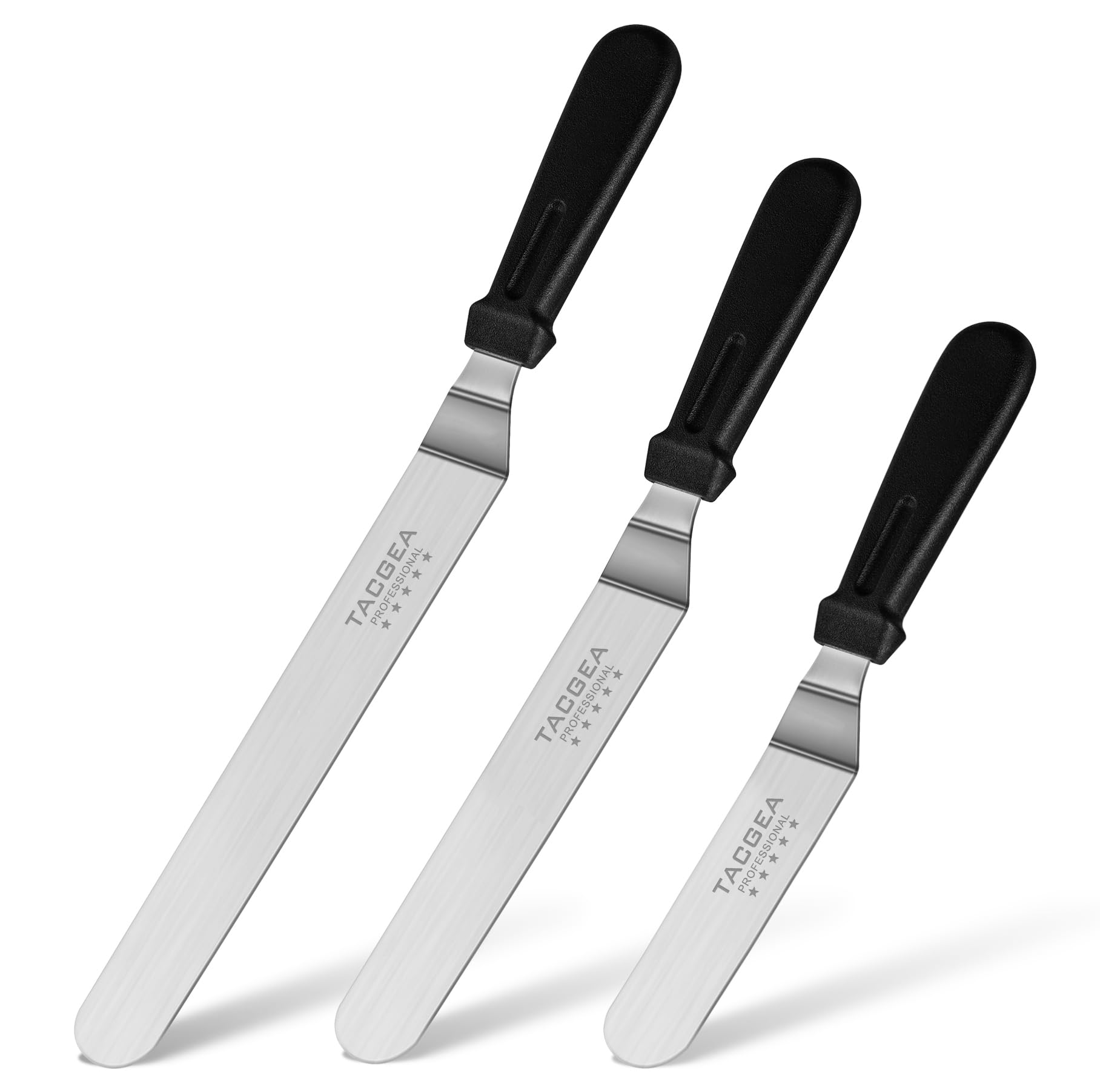 Photo 1 of TACGEA Icing Spatula, Angled Offset Cake Spatula with 6", 8", 10" Stainless Steel Blade Set of 3