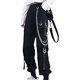 Kisswow Women's Cargo Jogger Pants Baggy Cargo Pants with Chain