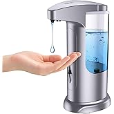 AMIR 12.5oz Touchless Automatic Soap Dispenser, Battery Operated Automatic Liquid Hand Soap Dispenser, Adjustable Volume, Water-Resistant for Kitchen and Bathroom