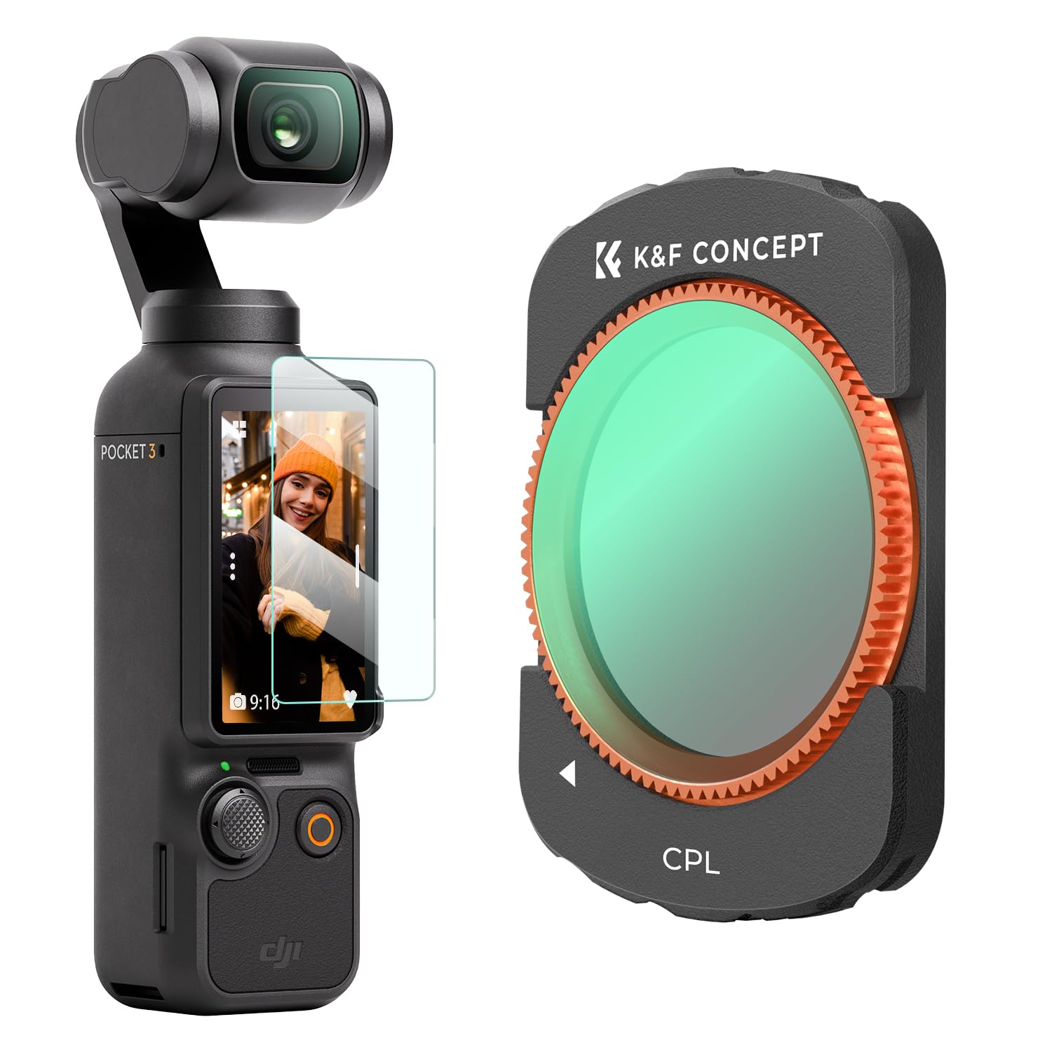 K&F CONCEPT CPL Filters Compatible with DJI Osmo Pocket 3, Polarizer Multi-layer Coatings with Alloy Frame Polarizing — image 1