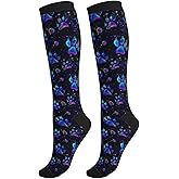 thmnj Compression Socks Women Knee High Support Circulation Stockings for Running Cycling Flying