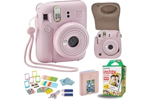 Fujifilm Instant Mini 12 Camera + Accessory Bundle & Compatible Custom Case + Fuji Instant (20 Shots) Designer Mini Photo Album (60 Pockets) (Blossom Pink)