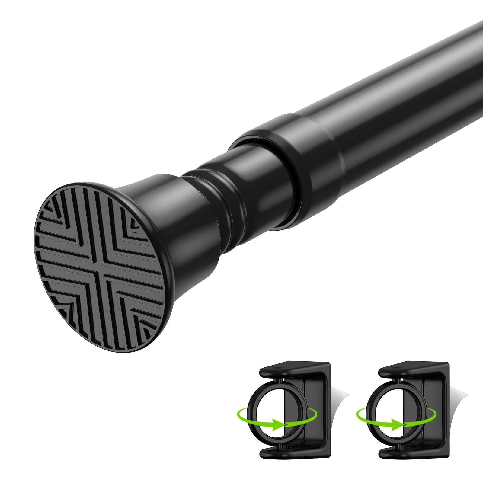 Photo 1 of Small Tension Rod 16-38inch Black Tension Curtain Rod No Drilling Spring Rods for Windows Short Tension Rod Adjustable Curtain Rod for Windows,Door,Closet,Kitchen