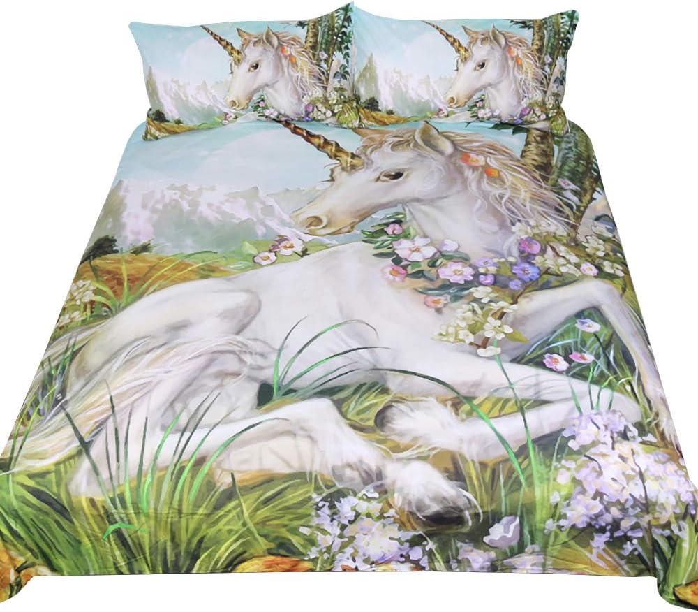 Rose Auroma 3D Unicon Bedding Set Duvet 3D Flower Bedding, Unicon Bedspread 3 Piece Duvet Cover Sets Full Size