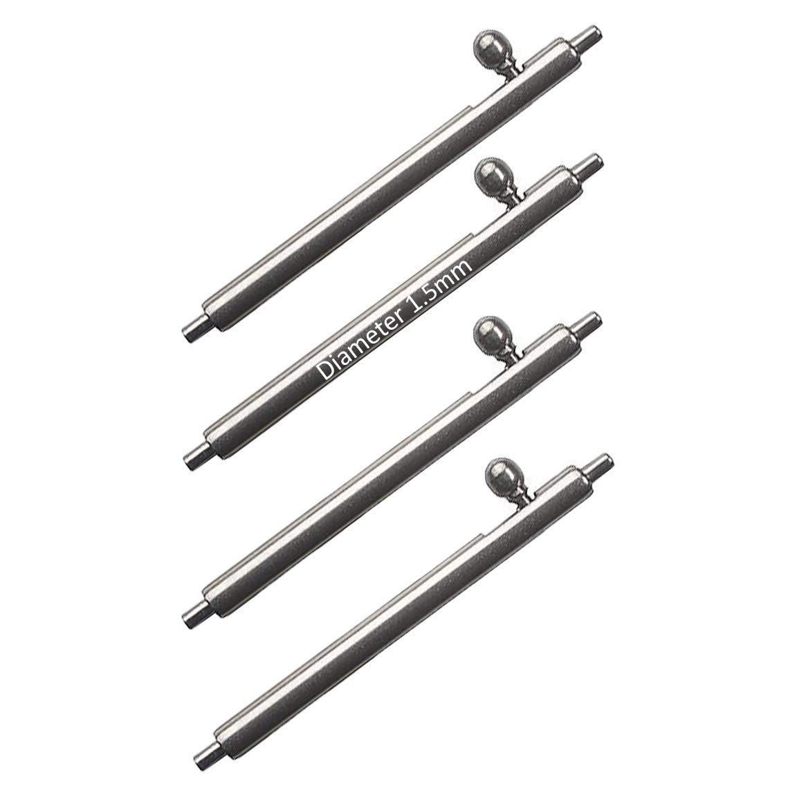 masar 6 to 46 mm Premium Diameter 1.5 mm or 1.6 mm Stainless Steel 316L – Pumps, Bars, Spring Bars for Watch Bands – 2 Pieces or 4 Pieces, 316L Ø 1.5 mm Quick 4 Pcs, 24 mm