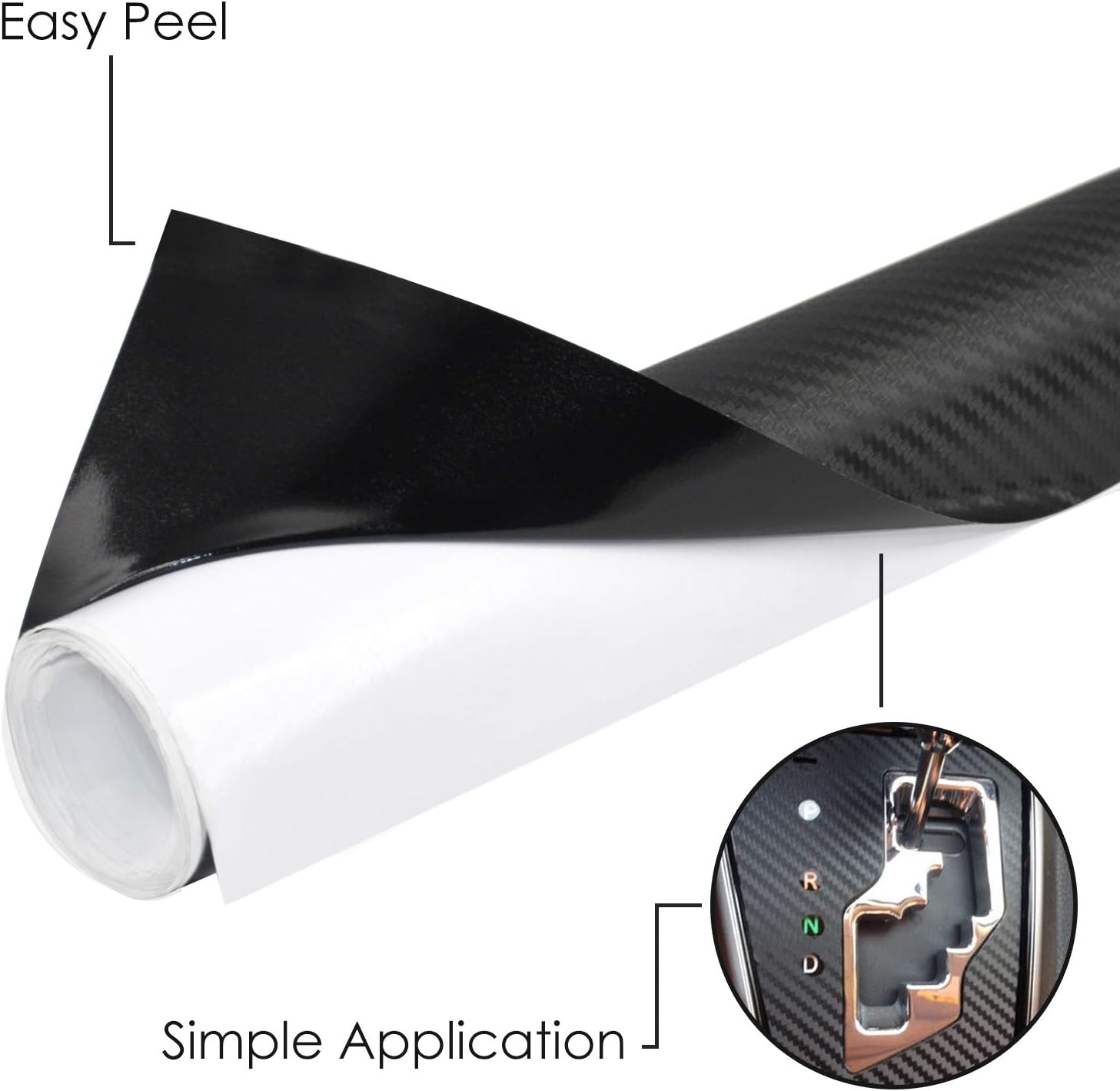 TRIXES 3D Carbon Fibre Vinyl Adhesive Wrap Sheet Roll for Car Vans Motorbikes etc, 1500 x 300 mm, Black - Image 3