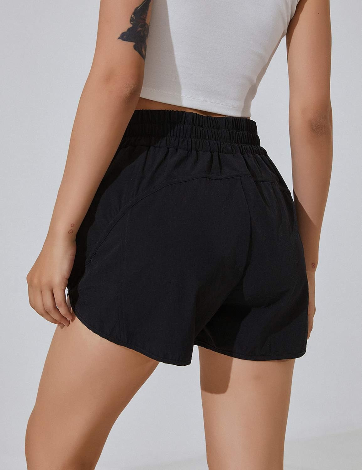 BMJL Women's Running Shorts Elastic High Waisted Shorts Pocket Sporty Workout Shorts Quick Dry Athletic Shorts Pants: Clothing