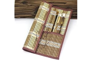 Easyou Bamboo Calligraphy Brush Holder Rollup Portable Protector 36x32cm(14.1"*12.5")