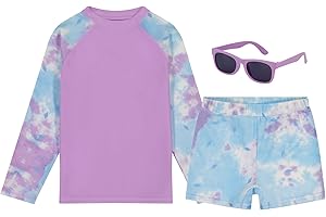 ADDIE & TATE Kids Swim Set for Girls & Boys with Long Sleeve Rash Guard, Swim Shorts, Sunglasses for Ages 3-10 Years