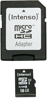Intenso Premium microSDHC 16GB Memory Card with SD Adapter Class 10 UHS-I Black