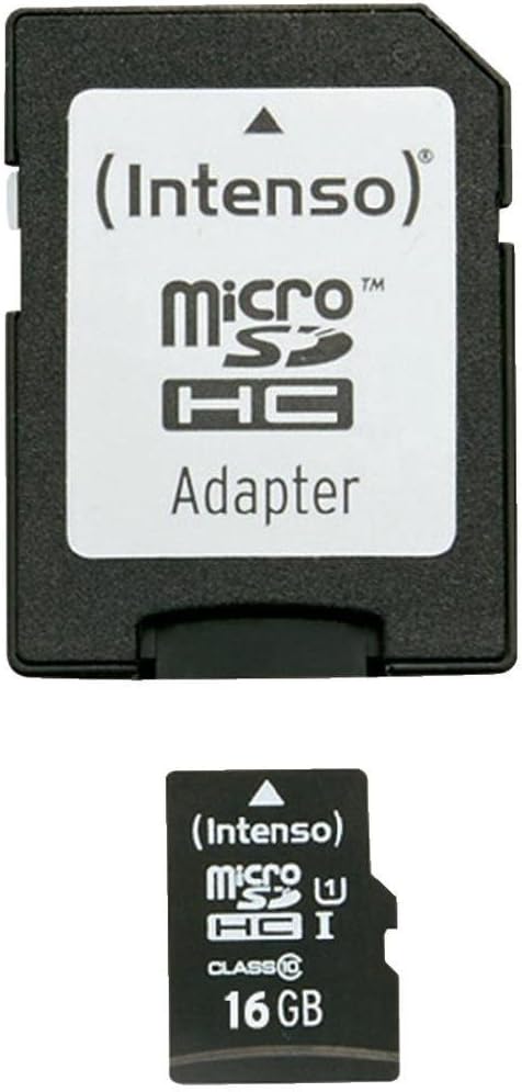 Intenso Premium microSDHC 16GB Memory Card with SD Adapter Class 10 UHS-I Black