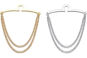 RunootPR Men's Gold Silver Tie Chain Set Classic 2Pcs Double Chain Necktie Chains Business Wedding Jewelry Gift