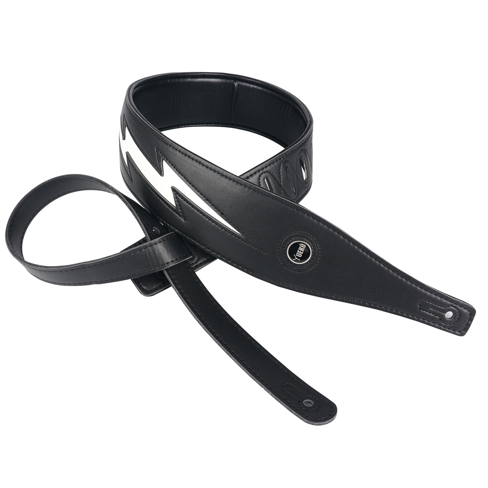 YUEKO Cool Lightning Pattern Guitar Strap Strap for Electric Guitar/Bass (Black)