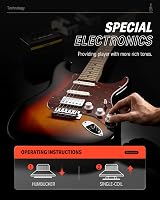 Donner DST-152S 39 inch Electric Guitar Kit HSS Coil Split Sunburst view 7