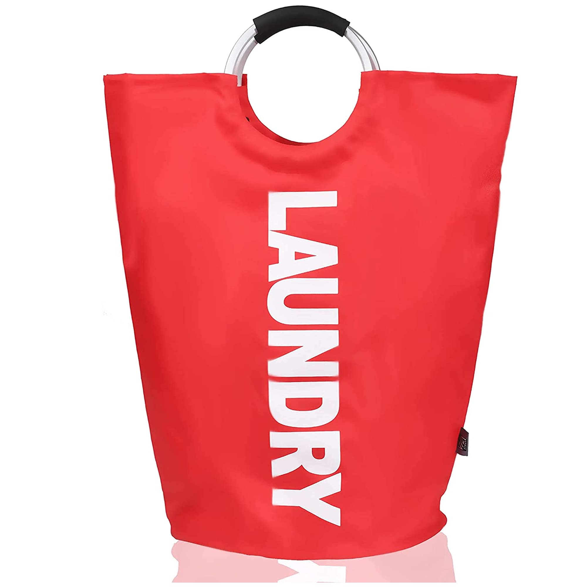 ZYBUX - 82L Collapsible Laundry Basket with Aluminum Handle, Large Folding Waterproof Laundry Hamper, Washing Baskets for Clothes, Toys, Books, Fabric Bag for Living Rooms, Bedrooms - Red, L