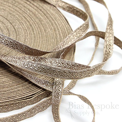 RIVA Narrow Tawny Gold Bullion Braid Trim with Chevron Pattern: 5 Yards