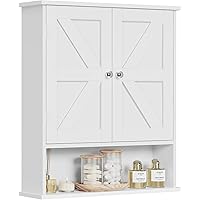 FIONESO Small Bathroom Wall Cabinet, Medicine Cabinet with Barn Doors & Adjustable Shelf, Over The Toilet Storage Cabinet for