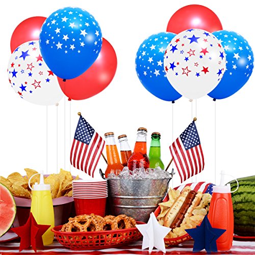 LUOEM Independence Day Party Decoration Patriotic Decorations Star Print Party Balloons 4th of 