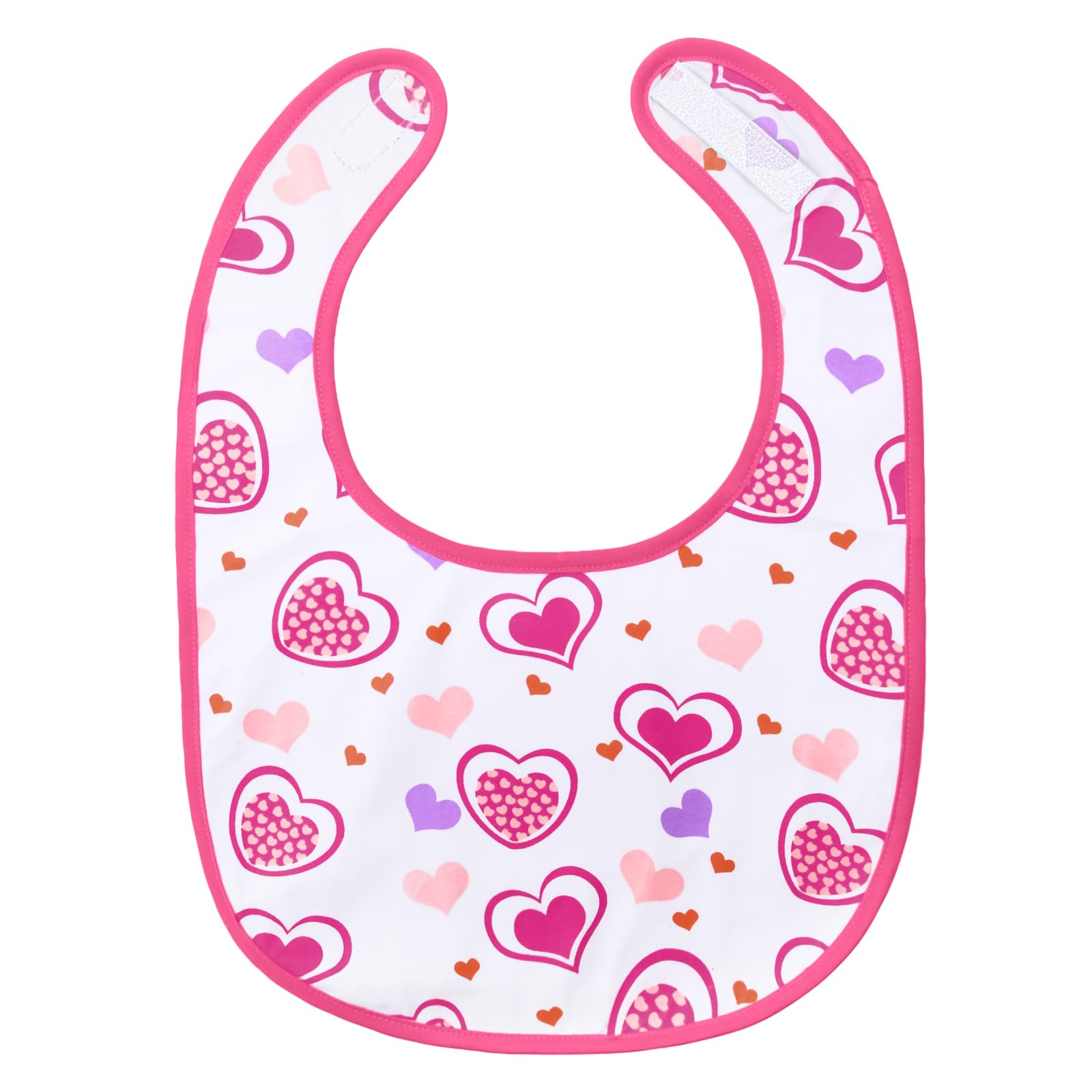 LittleForBig Cotton Waterproof Printed Adult Bib with Adjustable Hook-and-Loop Fastener Closure - Princess Hearts Adult Bib