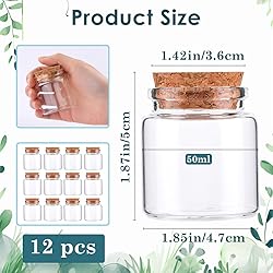 CRASPIRE 12Pcs Small Glass Bottles with Cork