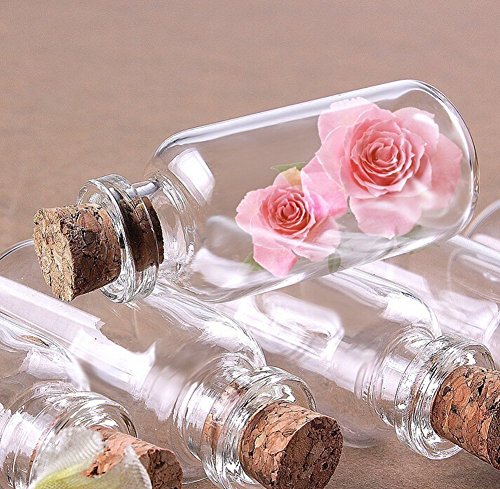 Funyye 100 PCS 14X30mm Clear Small Drift Bottles Tiny Empty Wishing Glass Message Vial With Cork Stopper Mini Containers Decorative Glass Bottles Storage Pendant organizer Charms Jars Wedding Favors