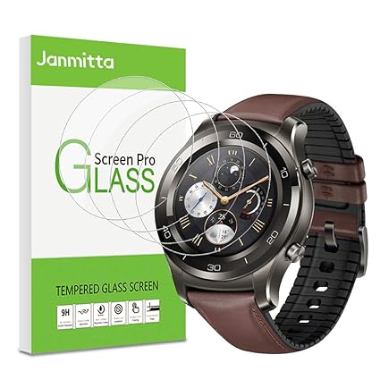 Janmitta para Huawei Watch GT 2 46mm Protector de Pantalla [4 Piezas], 9H Dureza [Alta Definicion] [Fácil de Instalar] Cristal Vidrio Templado Film ...