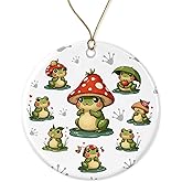 Cute Frog Christmas Ornament - Ceramic Animal Christmas Ornament - Frog Lover - Holiday Keepsake - Xmas Tree Hanging Decor Printed on Both Sides
