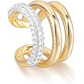 MYEARS Women Ear Cuff Earrings Gold Non Pierced Cartilage Clip on Open Wrap Hoop 14K Gold Plated Simple Hypoallergenic Everyday Jewelry