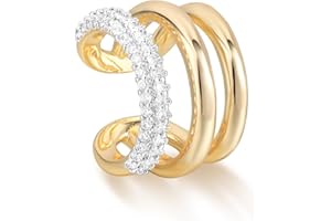 MYEARS Women Ear Cuff Earrings Gold Non Pierced Cartilage Clip on Open Wrap Hoop 14K Gold Plated Simple Hypoallergenic Everyday Jewelry