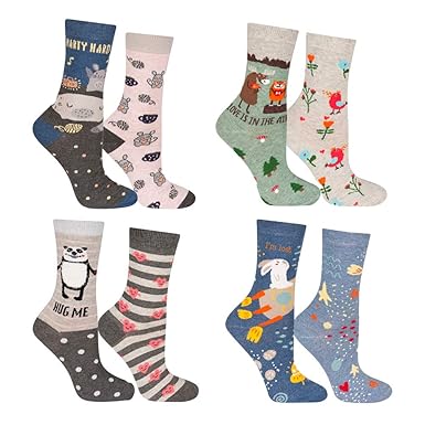 soxo 8 Paar Damen Socken mit Muster | Mehrfarbige, Bunte Socken für Jede Stimmung | Schöne Frauen Socken mit Lustigen Geschic
