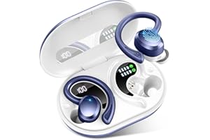RULEFISS Wireless Earbuds Bluetooth Headphones Sport, Bluetooth 5.3 Earbud 3D HiFi Stereo Over Ear Buds, 48H Noise Cancelling Mic Wireless Earphone with Earhooks, IP7 Waterproof Headset for Workout/Running/Gym