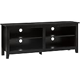 Walker Edison Wren Classic 4 Cubby TV Stand for TVs up to 65 Inches, 58 Inch, Black