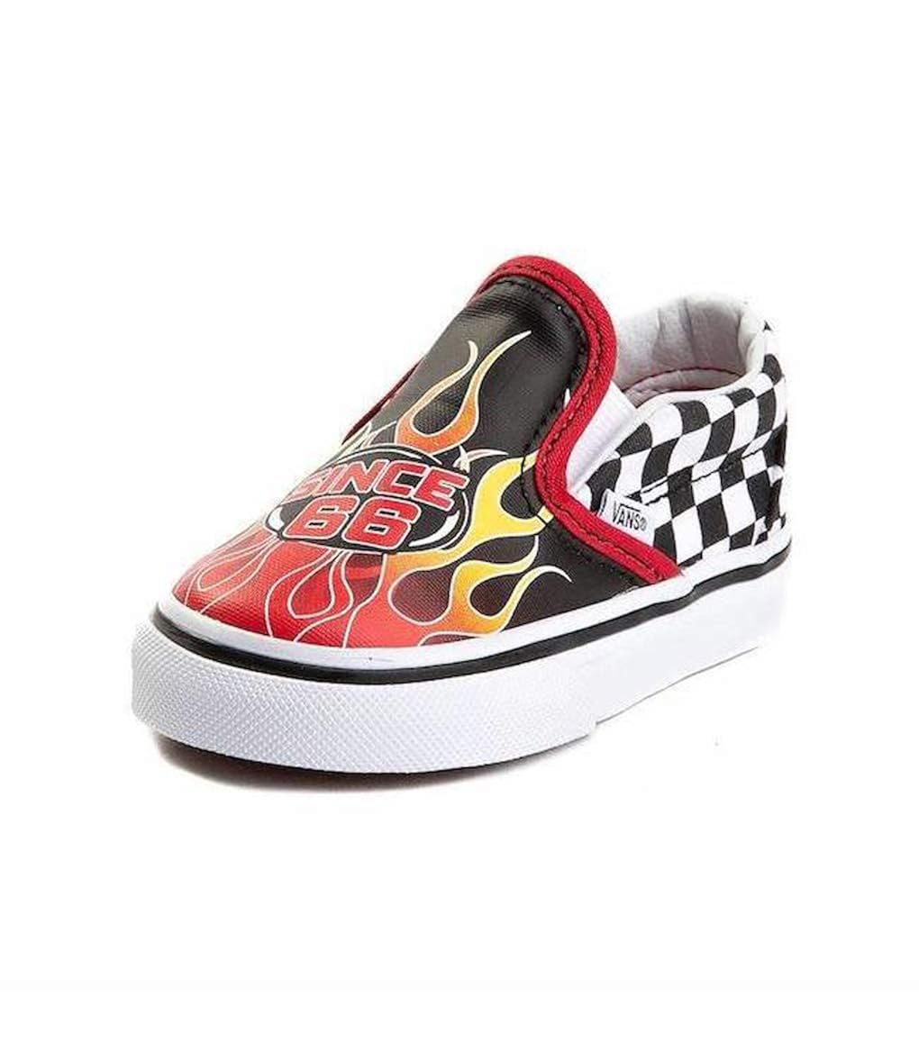 Amazon Com Vans Classic Slip On Race Flame Black Racing Red
