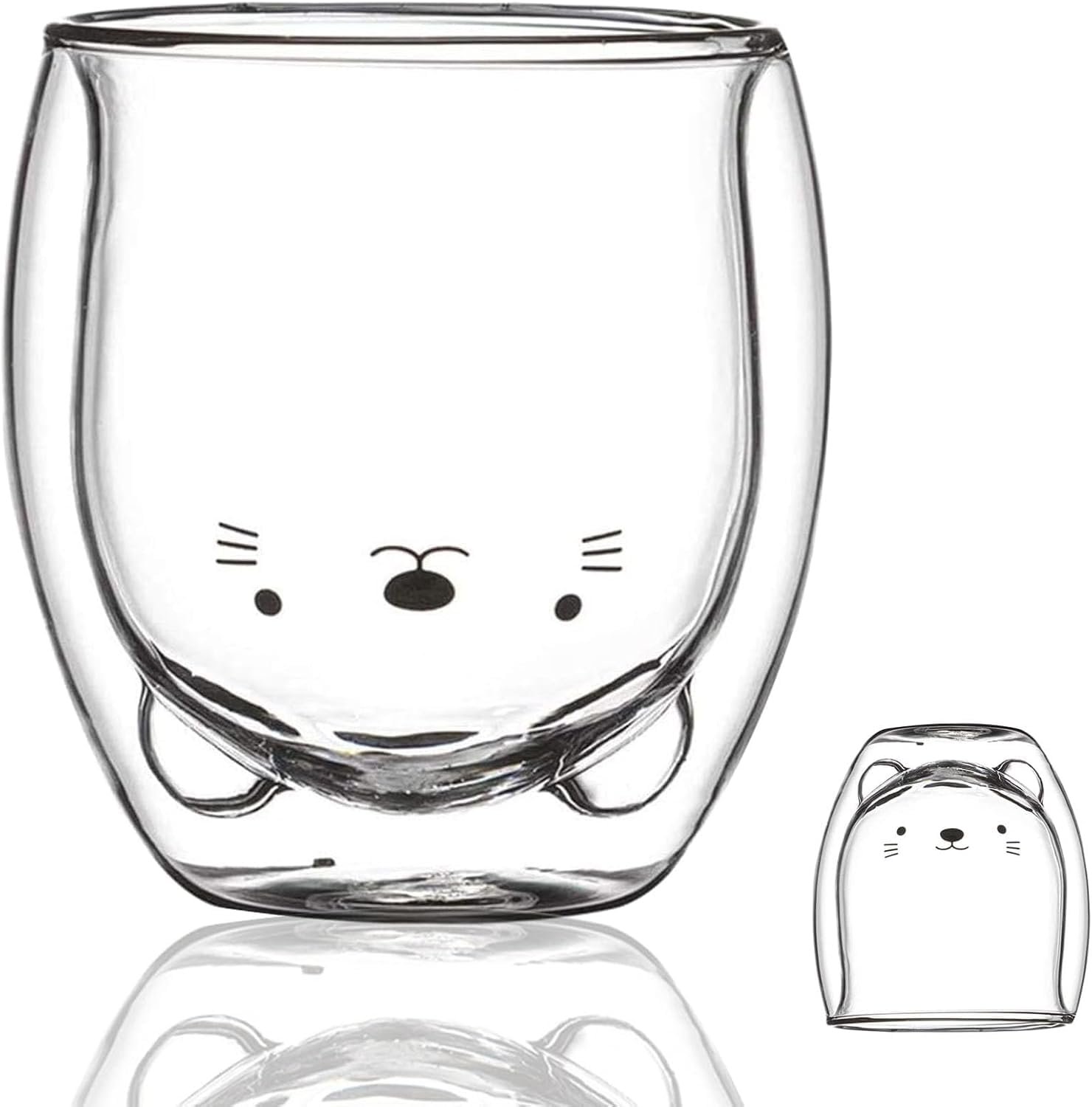 Sharemee - Personal Double Wall Glass Cup, Coffee Cup, Milk Cup, Tea Cup for Birthday Present, 250ml/8.4oz