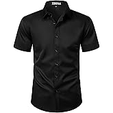 ZEROYAA Men's Short Sleeve Dress Shirt Casual Wrinkle Free Stretch Modern Slim Fit Button Down Shirts