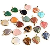 Zotoone 6pcs Natural Stone Pendant, Heart Shaped Crystal Stone Pendants Healing Chakra Reiki Gemstone Charms Bulk for DIY Jewelry Making Womens Girls