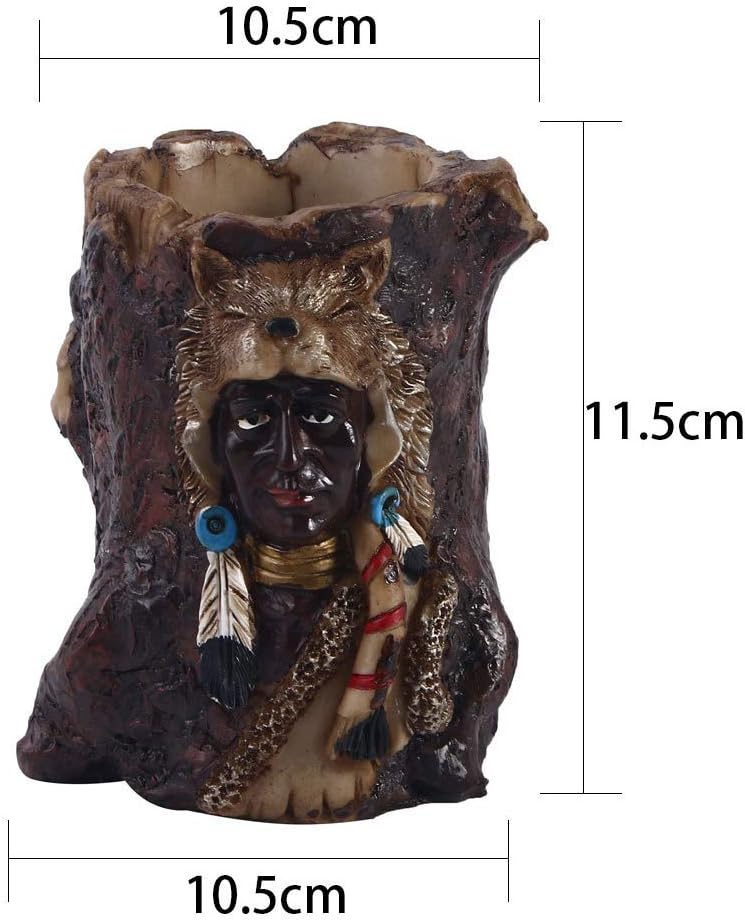 VOANZO Pencil Pen Holder, Exotic Style of Indian Tribe, Resin Pencil Pen Holder for Desk Office Accessory - Image 3
