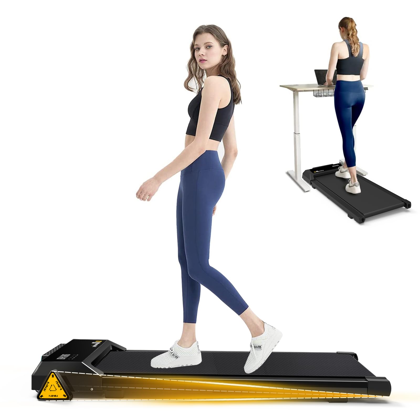 Photo 1 of Yangming Walking Pad Treadmill with Incline, Portable Compact Installation-Free Under Desk Treadmills for Home/Office, 265lbs Capacity 2.5 HP Electric Running Machine with Control and LED Display