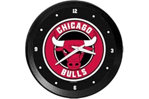 The Fan-Brand NBA Chicago Bulls: Ribbed Frame Wall Clock- Sports Decor for Home, Game Room, Fan Cave & Garage - USA Made