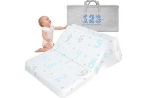 voomf Trifold Pack and Play Mattress, 38"x26" Dual-Sided Memory Foam Pack N Play Mattresses for Baby Toddlers, Foldable Portable Travel Crib Mattress for Pack N Play, Digit Pattern