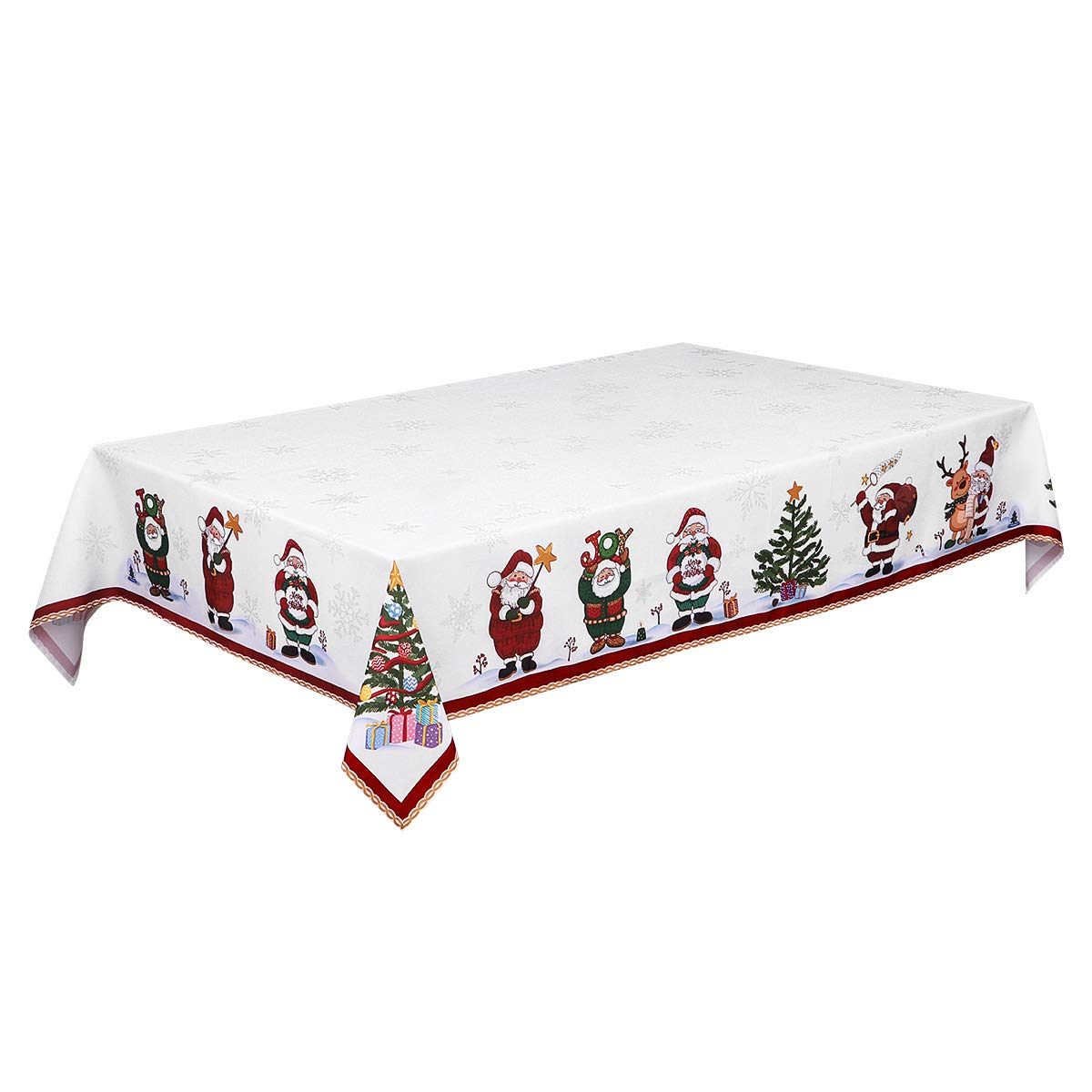 BESTonZON Christmas Tablecloth Santa Christmas Tree Printed Xmas Table Runner Christmas Tablecloth Cover Rectangular for Xmas Party Holiday Winter Home Decor 84 x 60in